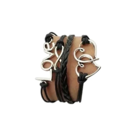 Infinity Love Hearts Faux Leather Multi-layered Bracelet - Picture 3 of 3